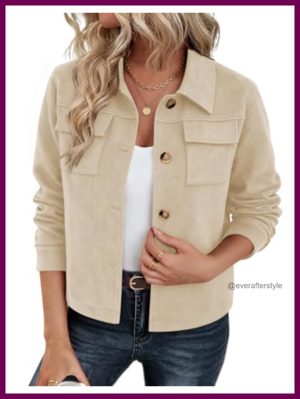 Faux Suede Cropped Jacket Button Down Shacket Loose Fit Casual Fall Coat